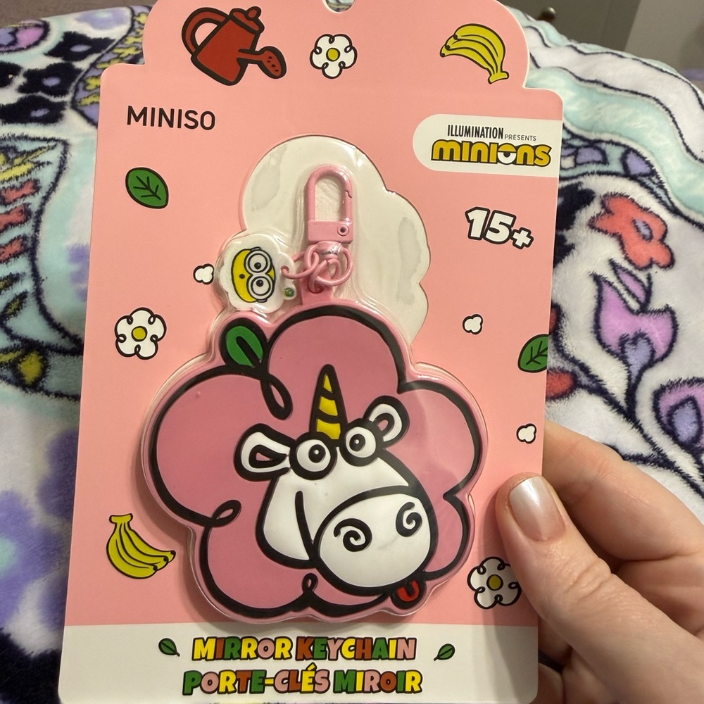 Miniso Pink Unicorn Mirror Keychain